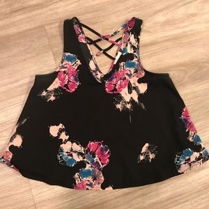 V Neck Floral Tank Top